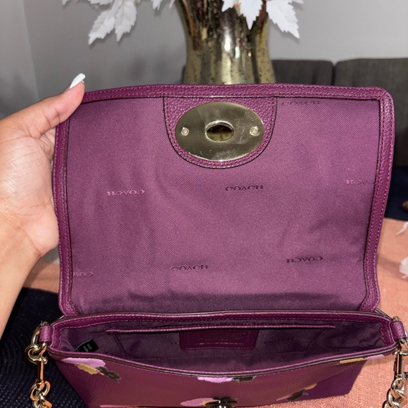 Coach Floral Applique Leather Crossbody Bag - Purple - Picture 4 of 5